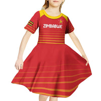 Custom Zimbabwe Cricket Kid Short Sleeve Dress Go Chevrons Go - Wonder Print Shop