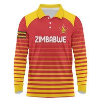 Custom Zimbabwe Cricket Long Sleeve Polo Shirt Go Chevrons Go - Wonder Print Shop