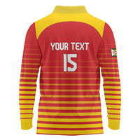 Custom Zimbabwe Cricket Long Sleeve Polo Shirt Go Chevrons Go - Wonder Print Shop