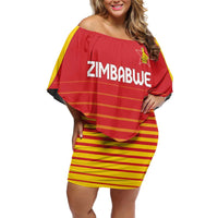 Custom Zimbabwe Cricket Off Shoulder Short Dress Go Chevrons Go - Wonder Print Shop