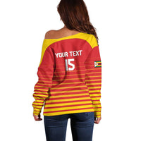 Custom Zimbabwe Cricket Off Shoulder Sweater Go Chevrons Go - Wonder Print Shop