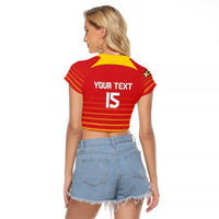 Custom Zimbabwe Cricket Raglan Cropped T Shirt Go Chevrons Go - Wonder Print Shop