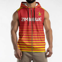 Custom Zimbabwe Cricket Sleeveless Zip Hoodie Go Chevrons Go - Wonder Print Shop
