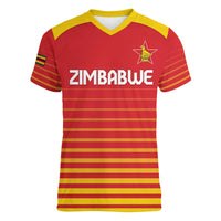 Custom Zimbabwe Cricket Women V-Neck T-Shirt Go Chevrons Go - Wonder Print Shop