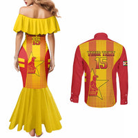 Custom Zimbabwe Cricket Couples Matching Mermaid Dress and Long Sleeve Button Shirt Go Champions - Wonder Print Shop