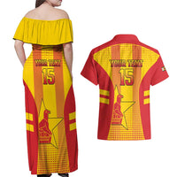 Custom Zimbabwe Cricket Couples Matching Off Shoulder Maxi Dress and Hawaiian Shirt Go Champions - Wonder Print Shop