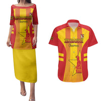 Custom Zimbabwe Cricket Couples Matching Puletasi and Hawaiian Shirt Go Champions - Wonder Print Shop