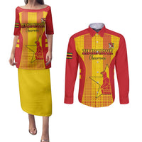 Custom Zimbabwe Cricket Couples Matching Puletasi and Long Sleeve Button Shirt Go Champions - Wonder Print Shop