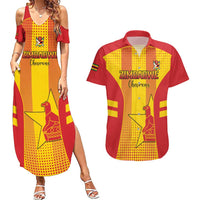 Custom Zimbabwe Cricket Couples Matching Summer Maxi Dress and Hawaiian Shirt Go Champions - Wonder Print Shop