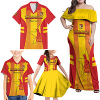 Custom Zimbabwe Cricket Family Matching Off Shoulder Maxi Dress and Hawaiian Shirt Go Champions - Wonder Print Shop