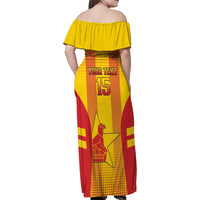 Custom Zimbabwe Cricket Family Matching Off Shoulder Maxi Dress and Hawaiian Shirt Go Champions - Wonder Print Shop