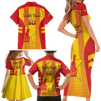 Custom Zimbabwe Cricket Family Matching Short Sleeve Bodycon Dress and Hawaiian Shirt Go Champions - Wonder Print Shop