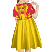 Custom Zimbabwe Cricket Kid Short Sleeve Dress Go Champions - Wonder Print Shop