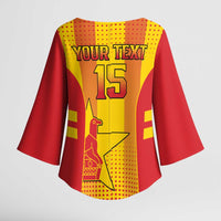 Custom Zimbabwe Cricket Kimono Sleeve Blouse Go Champions - Wonder Print Shop