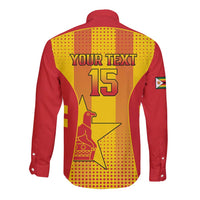 Custom Zimbabwe Cricket Long Sleeve Button Shirt Go Champions - Wonder Print Shop
