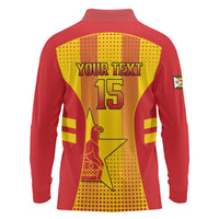 Custom Zimbabwe Cricket Long Sleeve Polo Shirt Go Champions - Wonder Print Shop