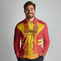 Custom Zimbabwe Cricket Long Sleeve Polo Shirt Go Champions - Wonder Print Shop