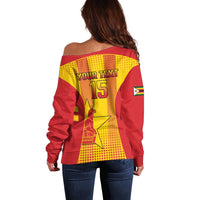 Custom Zimbabwe Cricket Off Shoulder Sweater Go Champions - Wonder Print Shop