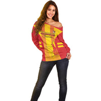 Custom Zimbabwe Cricket Off Shoulder Sweater Go Champions - Wonder Print Shop