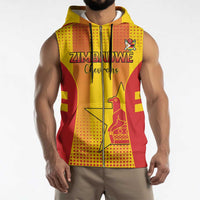 Custom Zimbabwe Cricket Sleeveless Zip Hoodie Go Champions - Wonder Print Shop