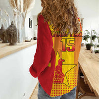 Custom Zimbabwe Cricket Women Casual Shirt Go Champions - Wonder Print Shop