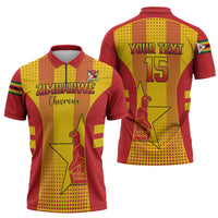 Custom Zimbabwe Cricket Zipper Polo Shirt Go Champions - Wonder Print Shop