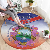 Personalized Costa Rica Independence Day Round Carpet Coat Of Arms With Purple Guaria Morada Orchid