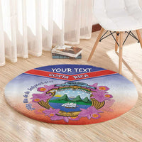 Personalized Costa Rica Independence Day Round Carpet Coat Of Arms With Purple Guaria Morada Orchid