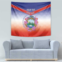 Personalized Costa Rica Independence Day Tapestry Coat Of Arms With Purple Guaria Morada Orchid - Wonder Print Shop