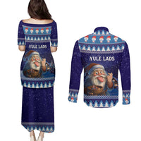 Iceland Christmas Askasleikir Couples Matching Puletasi and Long Sleeve Button Shirt The Yule Lads Bowl Licker - Wonder Print Shop