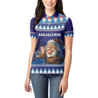 Iceland Christmas Askasleikir Women Polo Shirt The Yule Lads Bowl Licker - Wonder Print Shop