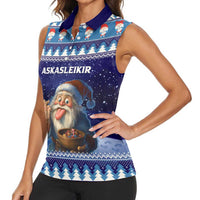 Iceland Christmas Askasleikir Women Sleeveless Polo Shirt The Yule Lads Bowl Licker - Wonder Print Shop