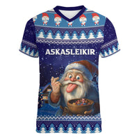 Iceland Christmas Askasleikir Women V-Neck T-Shirt The Yule Lads Bowl Licker - Wonder Print Shop