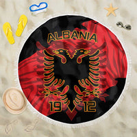 Albania Independence Day Beach Blanket Albanian Eagle - Grunge Style - Wonder Print Shop