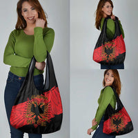 Albania Independence Day Grocery Bag Albanian Eagle - Grunge Style