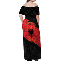 Albania Independence Day Off Shoulder Maxi Dress Albanian Eagle - Grunge Style - Wonder Print Shop
