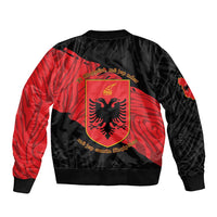 Albania Independence Day Sleeve Zip Bomber Jacket Albanian Eagle - Grunge Style - Wonder Print Shop