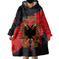 Albania Independence Day Wearable Blanket Hoodie Albanian Eagle - Grunge Style - Wonder Print Shop