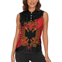 Albania Independence Day Women Sleeveless Polo Shirt Albanian Eagle - Grunge Style - Wonder Print Shop