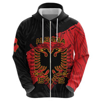 Albania Independence Day Zip Hoodie Albanian Eagle - Grunge Style - Wonder Print Shop