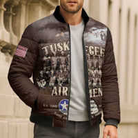 Remembering Tuskegee Airmen Bomber Puffer Jacket Heroes of the 332nd Squadron Retro Style - Wonder Print Shop