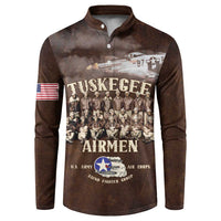 Remembering Tuskegee Airmen Button Sweatshirt Heroes of the 332nd Squadron Retro Style - Wonder Print Shop