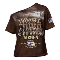 Remembering Tuskegee Airmen Cross Shoulder Shirt Heroes of the 332nd Squadron Retro Style - Wonder Print Shop
