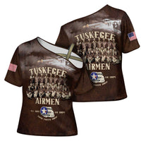 Remembering Tuskegee Airmen Cross Shoulder Shirt Heroes of the 332nd Squadron Retro Style - Wonder Print Shop