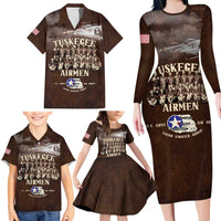 Remembering Tuskegee Airmen Family Matching Long Sleeve Bodycon Dress and Hawaiian Shirt Heroes of the 332nd Squadron Retro Style - Wonder Print Shop