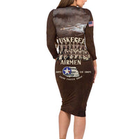 Remembering Tuskegee Airmen Family Matching Long Sleeve Bodycon Dress and Hawaiian Shirt Heroes of the 332nd Squadron Retro Style - Wonder Print Shop