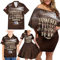 Remembering Tuskegee Airmen Family Matching Off Shoulder Short Dress and Hawaiian Shirt Heroes of the 332nd Squadron Retro Style - Wonder Print Shop