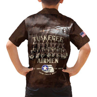 Remembering Tuskegee Airmen Family Matching Short Sleeve Bodycon Dress and Hawaiian Shirt Heroes of the 332nd Squadron Retro Style - Wonder Print Shop