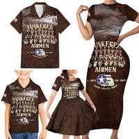 Remembering Tuskegee Airmen Family Matching Short Sleeve Bodycon Dress and Hawaiian Shirt Heroes of the 332nd Squadron Retro Style - Wonder Print Shop