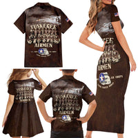 Remembering Tuskegee Airmen Family Matching Short Sleeve Bodycon Dress and Hawaiian Shirt Heroes of the 332nd Squadron Retro Style - Wonder Print Shop